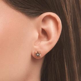 Золотые серьги Karatov Т14562Е248 с бриллиантом Т14562Е248 фото