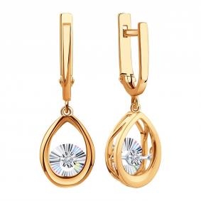Золотые серьги Karatov с танцующим бриллиантом Т14562Е399 Т14562Е399 фото