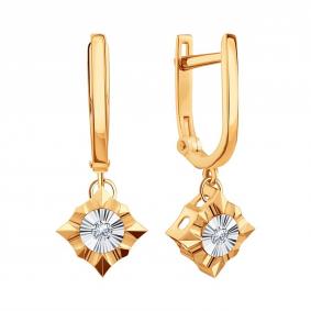 Золотые серьги Karatov Т14562Е410 с бриллиантом Т14562Е410 фото