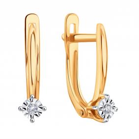 Золотые серьги Karatov Т14562Е426 с бриллиантом Т14562Е426 фото