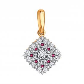 Золотая подвеска Karatov Т145636261 с бриллиантом и рубином Т145636261 фото