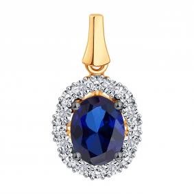 Золотая подвеска Karatov Т145636298-01-02 с бриллиантом и сапфиром Т145636298-01-02 фото