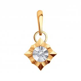 Золотая подвеска Karatov Т145636394 с бриллиантом Т145636394 фото