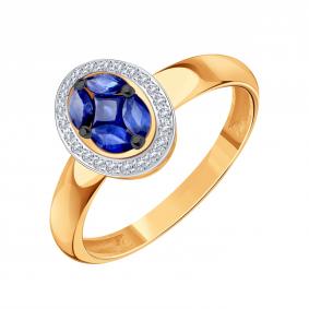 Золотое кольцо Karatov Т14601Б287 с бриллиантом и сапфиром Т14601Б287 фото