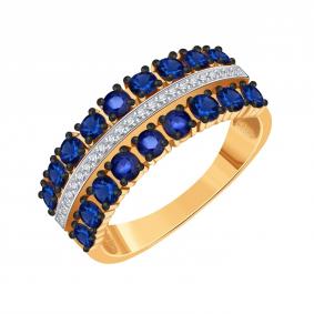 Золотое кольцо Karatov Т14601Б449 с бриллиантом и сапфиром Т14601Б449 фото