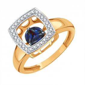 Золотое кольцо Karatovс с бриллиантом и танцующим сапфиром Т14601Б964 Т14601Б964 фото