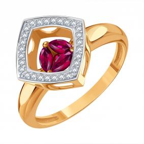 Золотое кольцо Karatov с танцующим рубином и бриллиантом Т14601Б965-01 Т14601Б965-01 фото