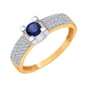 Золотое кольцо Karatov Т14601Д117-01-02 с бриллиантом и сапфиром Т14601Д117-01-02 фото