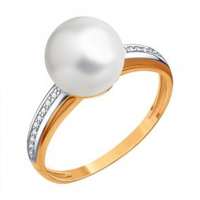 Золотое кольцо Karatov Т14601Д333 с бриллиантом и жемчугом Т14601Д333 фото