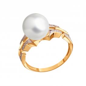 Золотое кольцо Karatov Т14601Д334 с бриллиантом и жемчугом Т14601Д334 фото