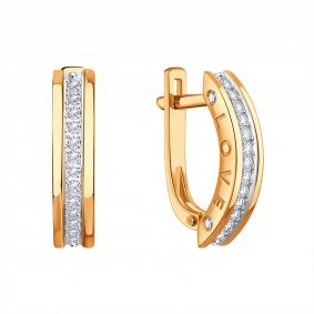 Золотые серьги Karatov Т14602В620 с бриллиантом Т14602В620 фото