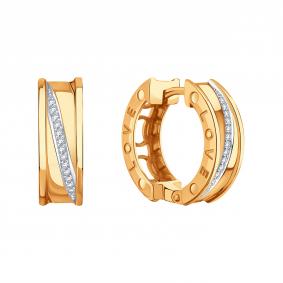 Золотые серьги Karatov Т14602В622 с бриллиантом Т14602В622 фото