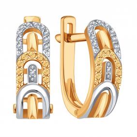 Золотые серьги Karatov Т14602Г176 с бриллиантом Т14602Г176 фото