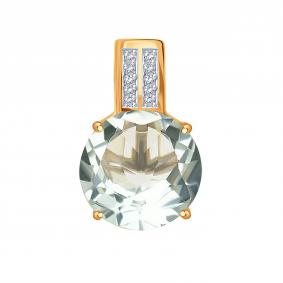 Золотая подвеска Karatov Т146035889 с аметистом и бриллиантом Т146035889 фото