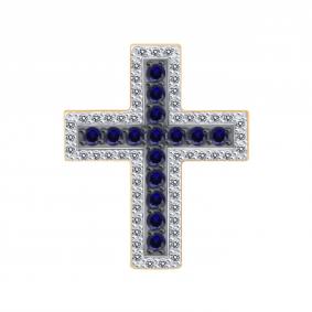 Золотая подвеска Karatov Т146036137 с бриллиантом и сапфиром Т146036137 фото