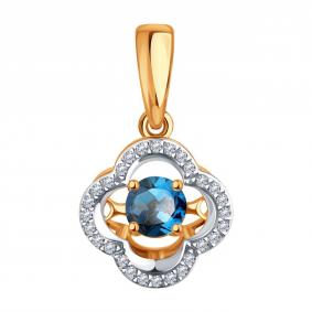 Золотая подвеска Karatov Т146036165-01 с топазом и бриллиантом Т146036165-01 фото