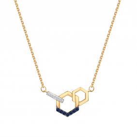 Золотое колье Karatov Т146111036 с бриллиантом и сапфиром Т146111036 фото