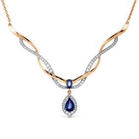 Золотое колье Karatov Т14611994-01-02 с бриллиантом и сапфиром Т14611994-01-02 фото