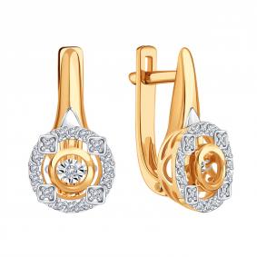 Золотые серьги Karatov с танцующим бриллиантом Т14662Г160 Т14662Г160 фото