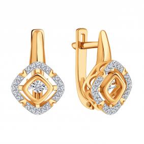 Золотые серьги Karatov с танцующим бриллиантом Т14662Г164 Т14662Г164 фото