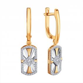 Золотые серьги Karatov Т14662Г559 с бриллиантом Т14662Г559 фото