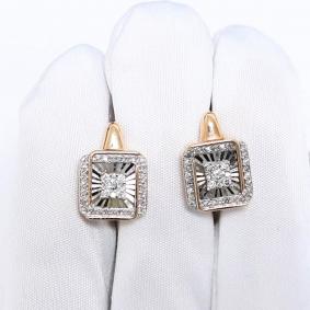 Золотые серьги Karatov Т14662Г562 с бриллиантом Т14662Г562 фото