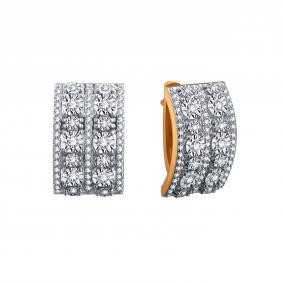 Золотые серьги Karatov Т14662Г655 с бриллиантом Т14662Г655 фото