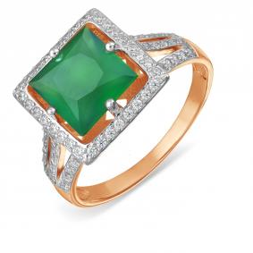 Золотое кольцо Karatov Т147017952 с фианитом и агатом Т147017952 фото