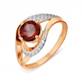 Золотое кольцо Karatov Т147018586 с фианитом и гранатом Т147018586 фото