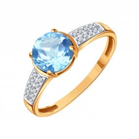 Золотое кольцо Karatov Т14701Б423 с топазом и фианитом Т14701Б423 фото