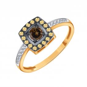 Золотое кольцо Karatov Т14701Б830 с фианитом и раухтопазом Т14701Б830 фото