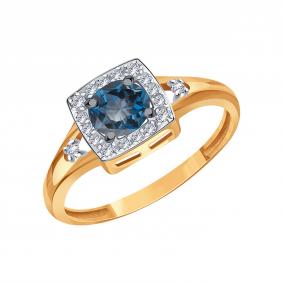 Золотое кольцо Karatov Т14701Б941 с фианитом и Лондон топазом Т14701Б941 фото