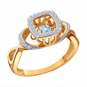 Золотое кольцо Karatov Т14701Д127 с фианитом и гранатом Т14701Д127 фото