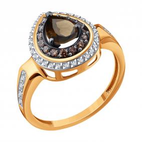 Золотое кольцо Karatov Т14701Д695 с фианитом и раухтопазом Т14701Д695 фото