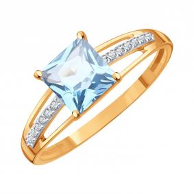 Золотое кольцо Karatov Т14701Д834 с топазом, фианитом и гранатом Т14701Д834 фото