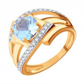 Золотое кольцо Karatov Т14701Д950 с топазом, фианитом и аметистом Т14701Д950 фото