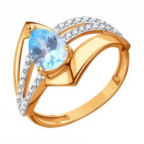 Золотое кольцо Karatov Т14701Д952 с топазом и фианитом Т14701Д952 фото