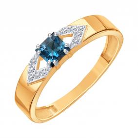 Золотое кольцо Karatov Т14701И048 с фианитом и Лондон топазом Т14701И048 фото