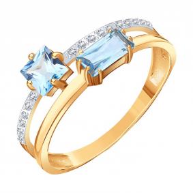 Золотое кольцо Karatov Т14701И135 с топазом и фианитом Т14701И135 фото
