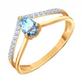 Золотое кольцо Karatov Т14701И137 с топазом и фианитом Т14701И137 фото