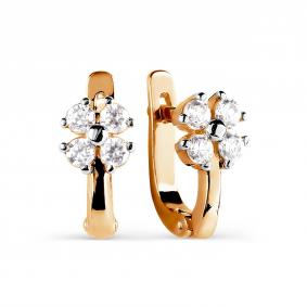 Золотые серьги Karatov Т147026229 с фианитом Т147026229 фото