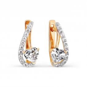 Золотые серьги Karatov Т147027016 с фианитом Т147027016 фото