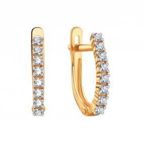 Золотые серьги Karatov Т147027392 с фианитом Т147027392 фото