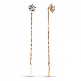 Золотые серьги Karatov Т147027448 с фианитом Т147027448 фото