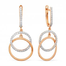 Золотые серьги Karatov Т147028096 с фианитом Т147028096 фото