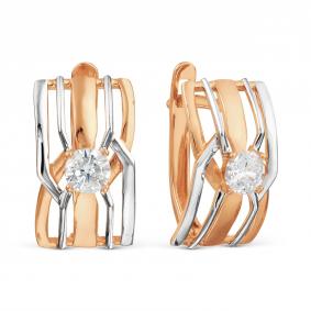 Золотые серьги Karatov Т147028464 с фианитом Т147028464 фото