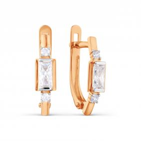 Золотые серьги Karatov Т147028565 с фианитом Т147028565 фото