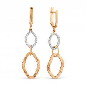 Золотые серьги Karatov Т147029607 с фианитом Т147029607 фото