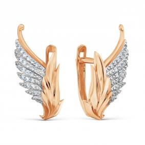 Золотые серьги Karatov Т14702В010 с фианитом Т14702В010 фото