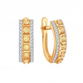 Золотые серьги Karatov Т14702В460 с фианитом Т14702В460 фото